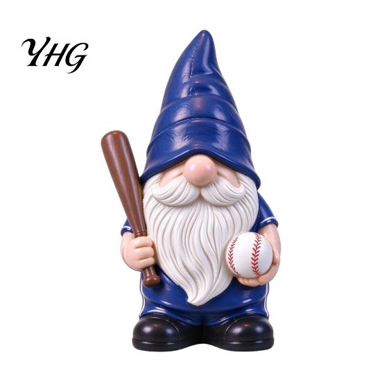 Resin Sports Figurines Baseball Gnome Figurine, Theme Statue Holding Desktop Ornament for Home Bat & Ball, Tabletop Indoor Decor, Lover Gift