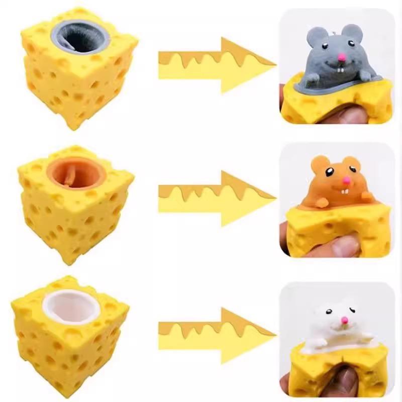 Cheese Cup Fidget Toys Mouse Rabbit Frog Squeeze Cup Anxiety ADHD Stress Relief Squishes Toys Kids Adult Birthday Party Favors