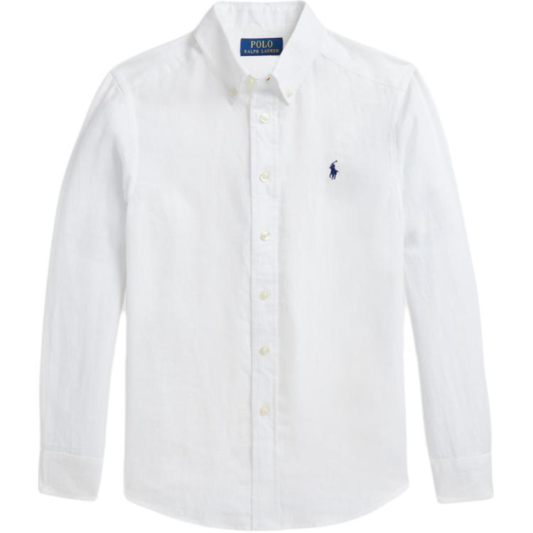 

Рубашка Polo Ralph Lauren Ss25 Детская Логотип Бренда Длинный Рукав Однобортная Белая Детские рубашки CWPOWOVY6820544-100
