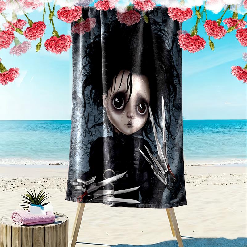 Edward Scissorhands Print Beach Towel, Large Soft Quick Dry Towel for Beach Camping Swimming