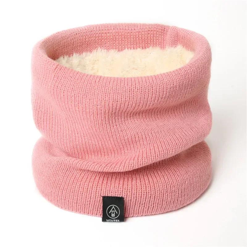Unisex Solid Warm Winter Ring Scarf Women Men Plus Velvet Knitted Full Face Mask Snood Neck Scarves Bufanda Thick Muffler