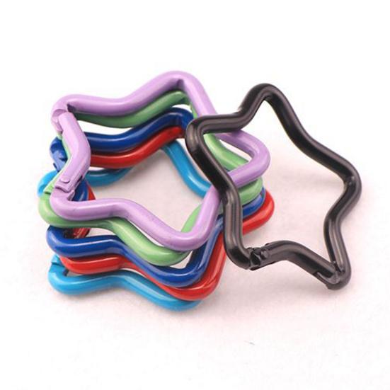 10Pcs Multicolor Pentagram Star Carabiner Buckle Aluminum Alloy Carabiner Hook Clips DIY Accessories for Keychain Buckle for Camping Hiking
