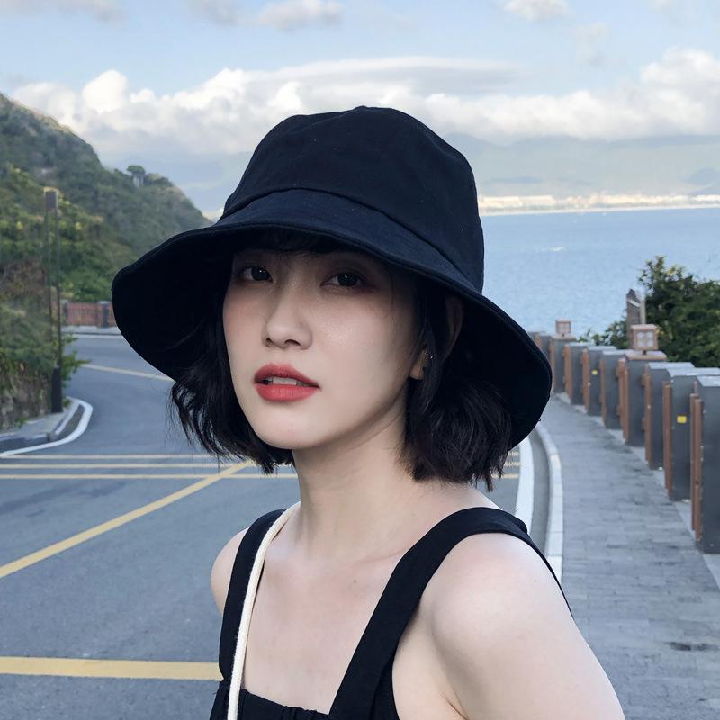 Black Fisherman Hat Women's Spring and Summer Korean Version Versatile Japanese Sun Protection Sun Hat Men's Basin Hat Trendy