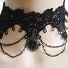 1pc Gothic Chokers Black Lace Flowers Sexy Lace Neck Choker Necklace Vintage Tassel Chain Women Steampunk Halloween Jewelry