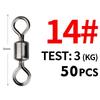 MEREDITH 50 STUKS/Partij Visdraaier Maten Solide Connector Kogellager Snap Visdraaiers Rollende Roestvrij Stalen Kralen