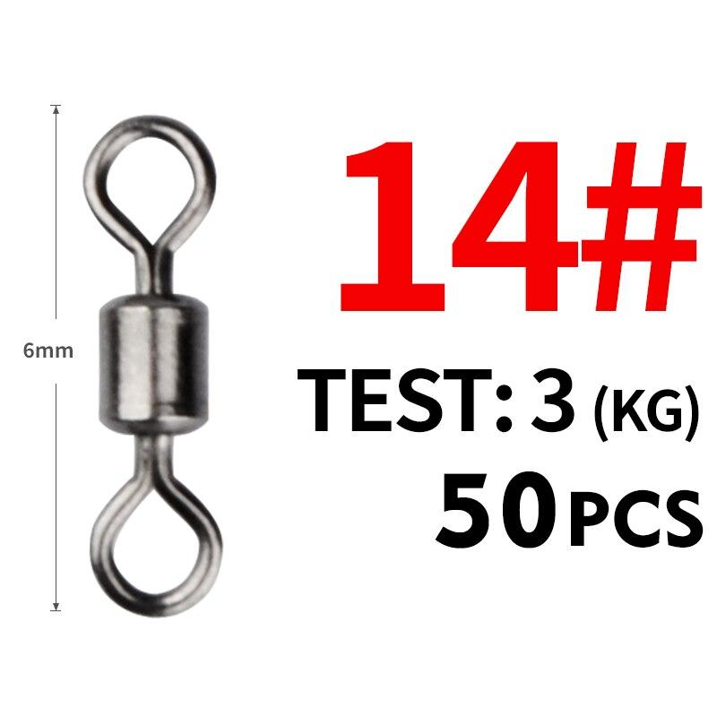 MEREDITH 50 STUKS/Partij Visdraaier Maten Solide Connector Kogellager Snap Visdraaiers Rollende Roestvrij Stalen Kralen