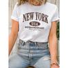 New York City Buchstabendruck T-Shirt Mode Lässiges T-Shirt Reiner Spaß Damen Sportoberteil Kreatives Sommer Damen T-Shirt