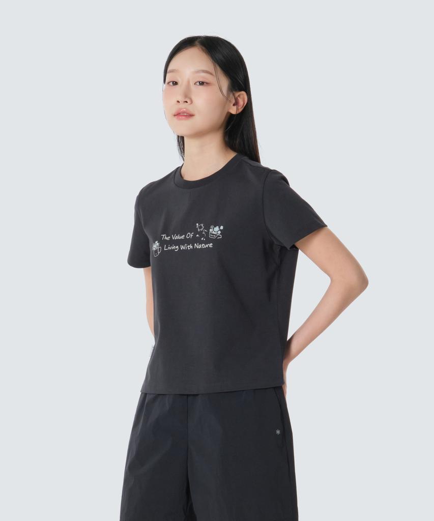 SNOWPEAK APPAREL Aerocool Women'S Crop Lettering Short Sleeve T-Shirt (S26Mwfts25) Dark Navy