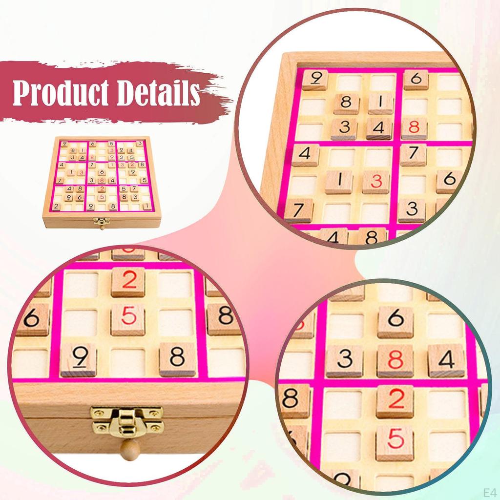 Wooden Sudoku Board Game Desktop Train Logical Thinking Ability Lightweight Brain Teaser