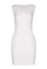 Klassisches Midi-Kleid - Figurbetontes Elegantes Kleid - Weißes Kleid M079 Größe L