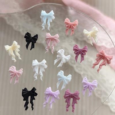 30Pcs Colorful Ribbon Bow Nail Charms Ribbon Tie Design Nail Parts Resin 3D Nails Art Decoration Supply Kawaii Accessories