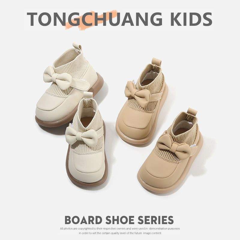 

Осенне-зимние детские ботинки в зарубежном стиле, туфли для маленькой девочки, детские универсальные ботинки-носки, короткие ботинки для девочек, новые маленькие кожаные ботинки для девочек inner length 16cm25 yards