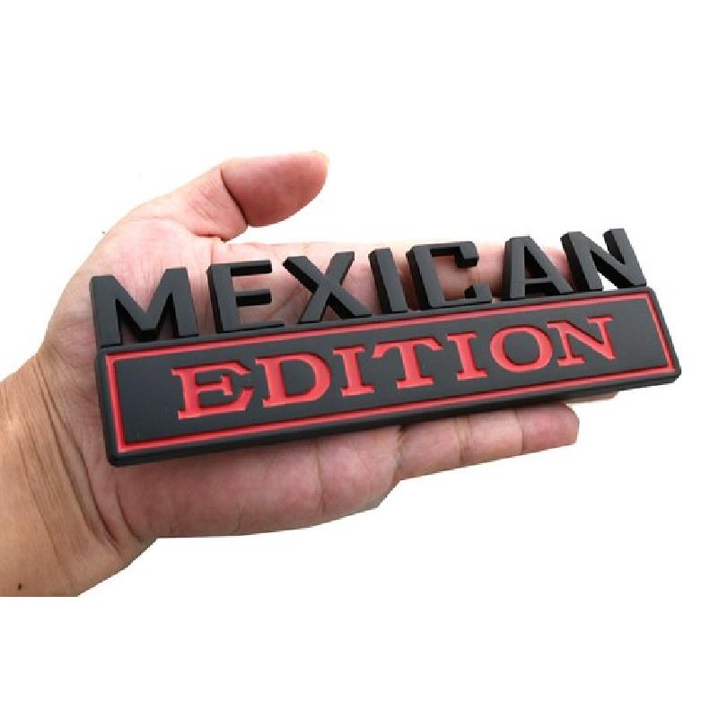 1x MEXICAN Edition Decals Car Sticker 3D Raised Letter Emblem Black Red
