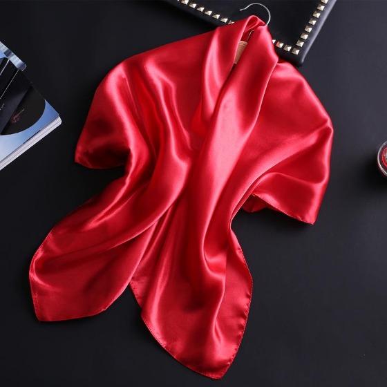 90cm Solid Colors Neckerchief Hijab Scarf For Women Soft Satin Headband Hair Scarves Female Square Shawls Head Scarfs For Ladies