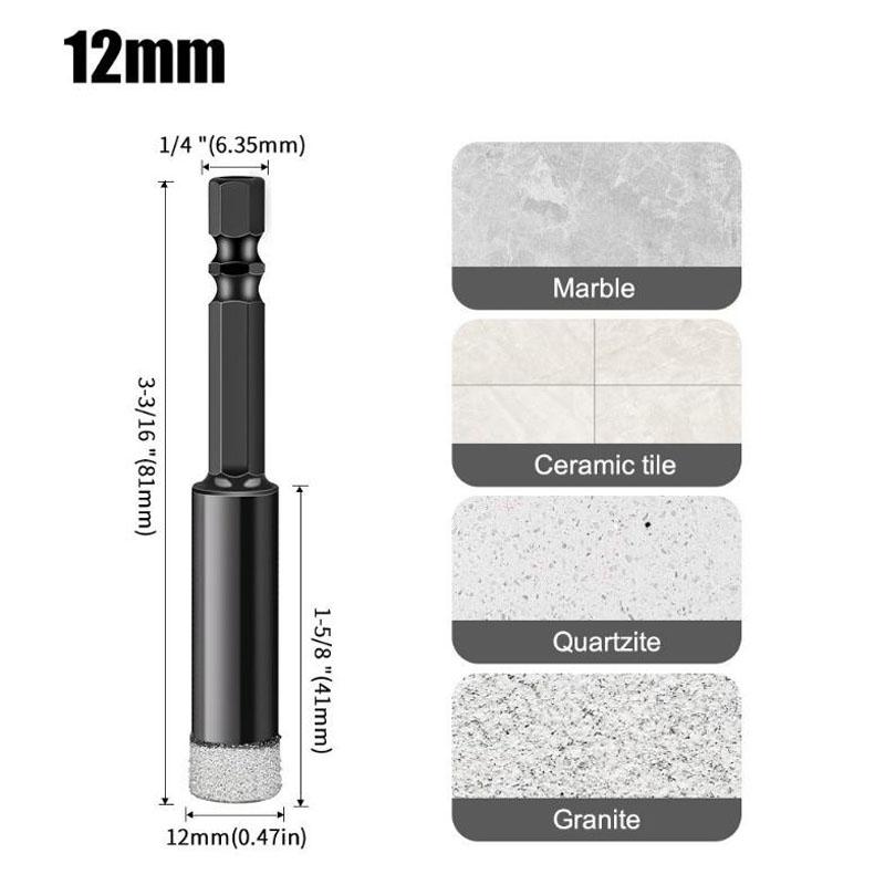 Burghiu diamantat cu coadă hexagonală, biți de găurit brazați în vid uscat, seturi de biți de găurit cu miez, polizor unghiular diamantat, tăietor de faianță, instrumente de ferăstrău cu găuri