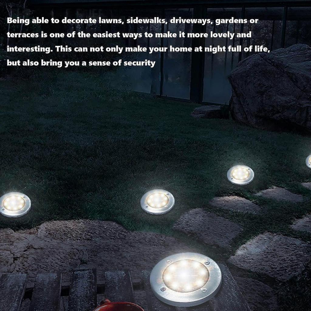 solar ground lights, 8 led ip65 waterproof 6000k solar ground lights (white)