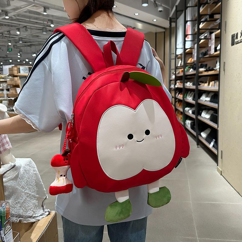 Cute Apple Backpack Women's New Cartoon Travel Backpack Junior High School Student Leisure Class Schoolbag Tide