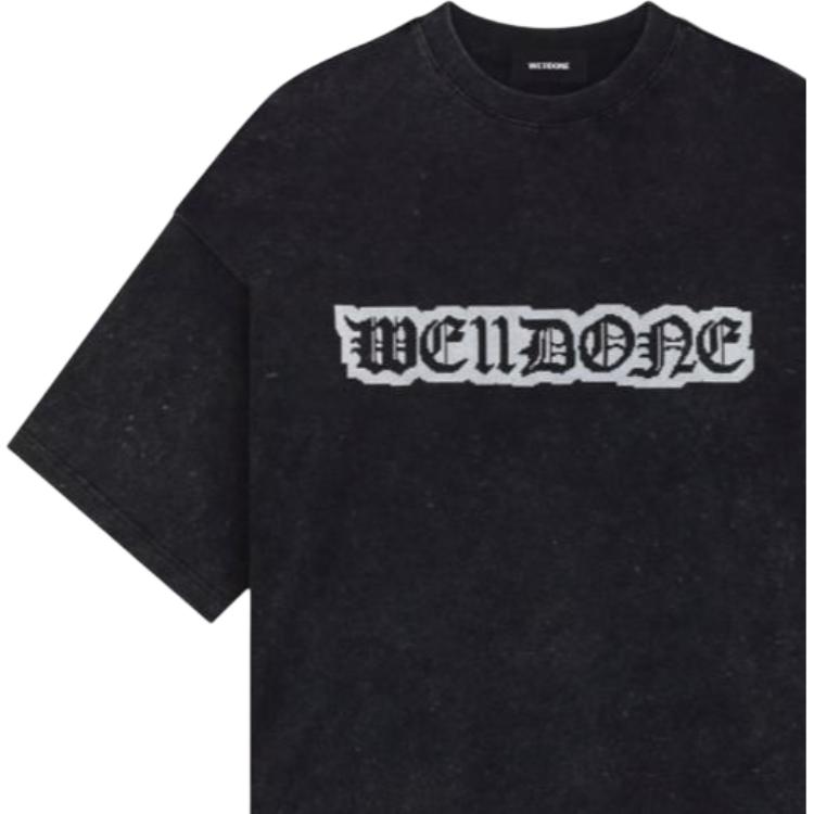WE11DONE T-Shirts Unisex Black Crew Neck Moderate WD-TT1-24-798-U-BK