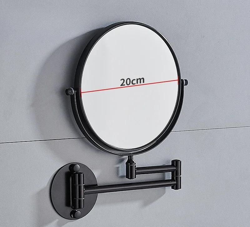 Wall Hanging Double Sided Mirror Bathroom Makeup Mirror Aluminum Black/Gold/Silver Telescopic Mirror Folding Beauty Mirror
