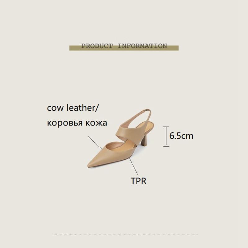 Spring /Summer Sandals Cow Leather Women Shoes Retro Slip -On Women Pumps Pointed Toe Heels Shoes Women Sandals For Women