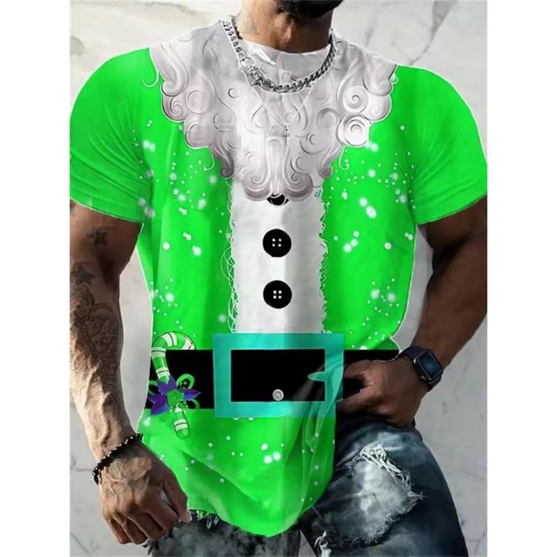 Christmas T-Shirt Funny 3d Santa Claus Print Tops Tees Mens T-Shirt Holiday Casual Harajuku Colorful Men's Clothing