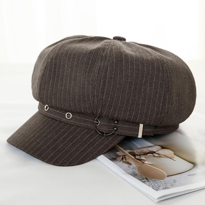 Spring Beret Hat Woman Commutes Octagonal Hat Camping Taking Photo Beret Hat with Metal Fastening for Girlfriend
