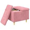 Storage Ottoman with Cushion Pink 60 x 60 x 45 cm Velvet
