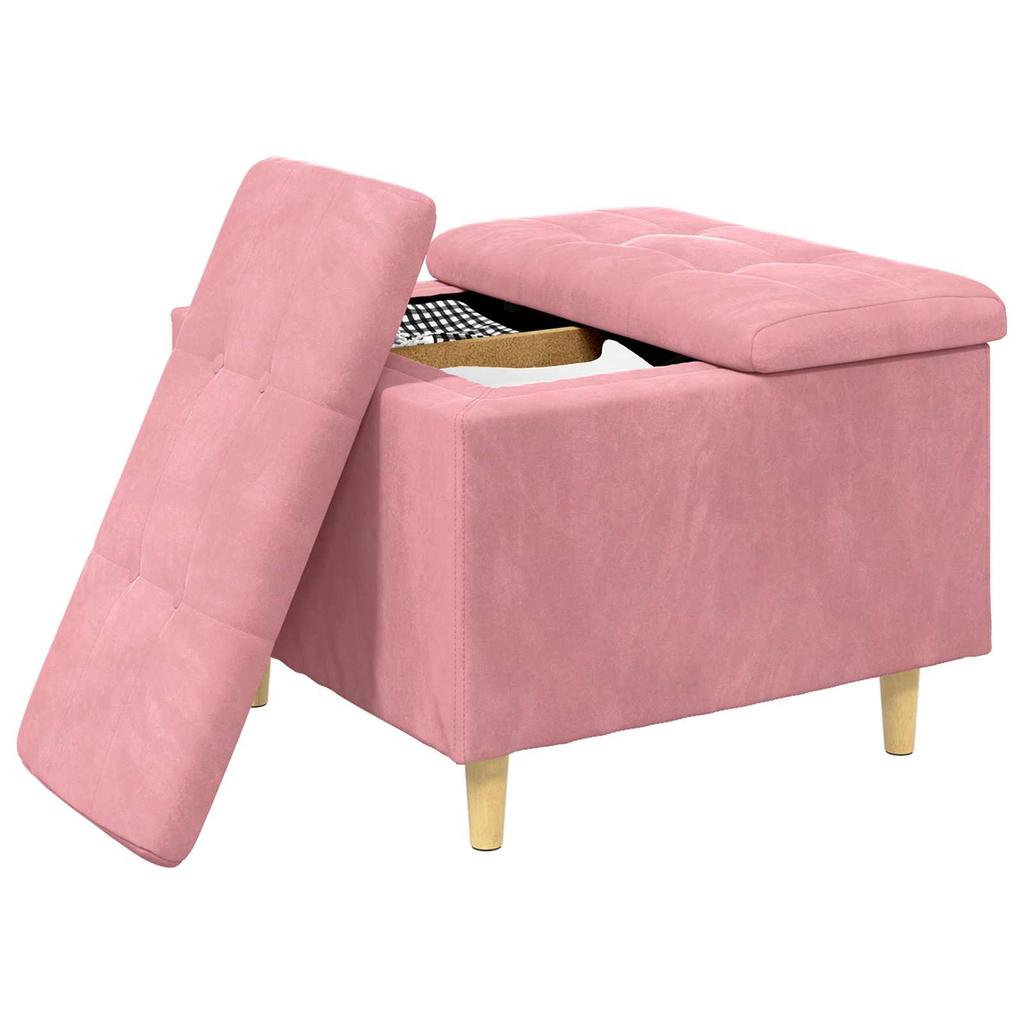 Storage Ottoman with Cushion Pink 60 x 60 x 45 cm Velvet