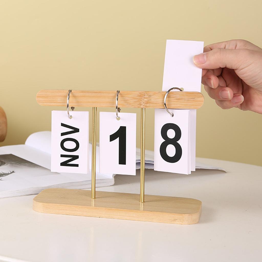 Wooden Perpetual Desk Calendar Desk Office Decor Creative Reusable Flip Chart Perpetual Calendar Weekly Calendar Board