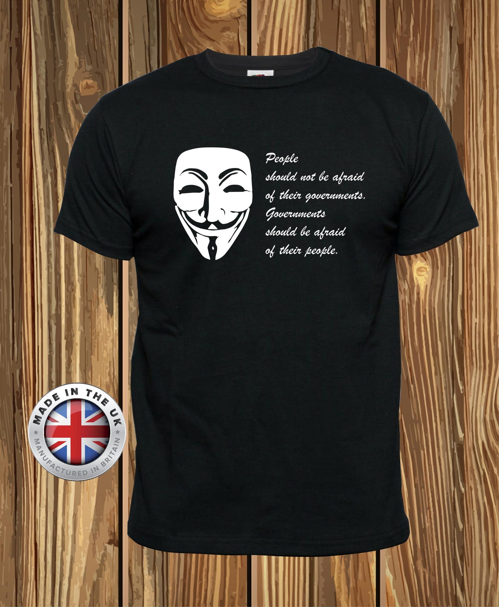 V for Vendetta T-Shirt: Anonymous Mask, Propaganda Tee 4XL