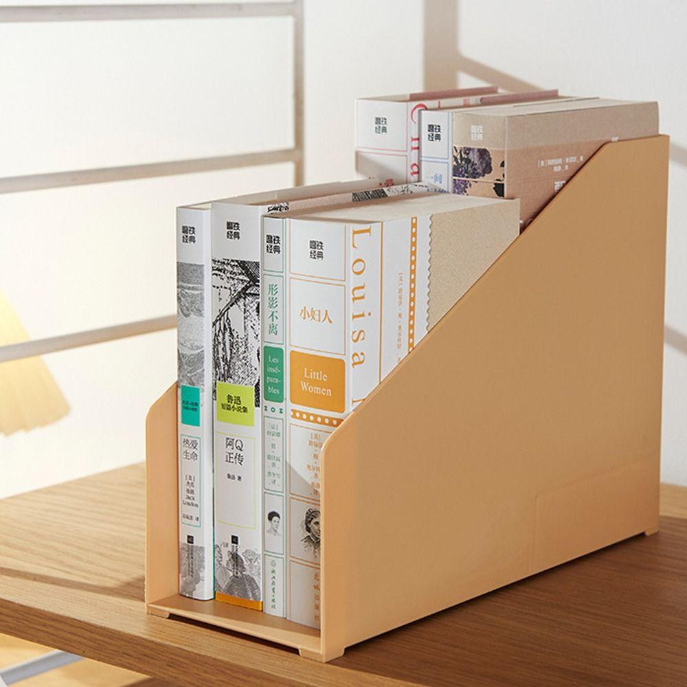 Simple Plastic Bookends Double Layer Solid Color Book Stand Large Capacity File Storage Shelf Student Supplies