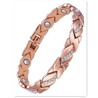 Jiarui Women's Leaf Diamond Magnetic Bracelet