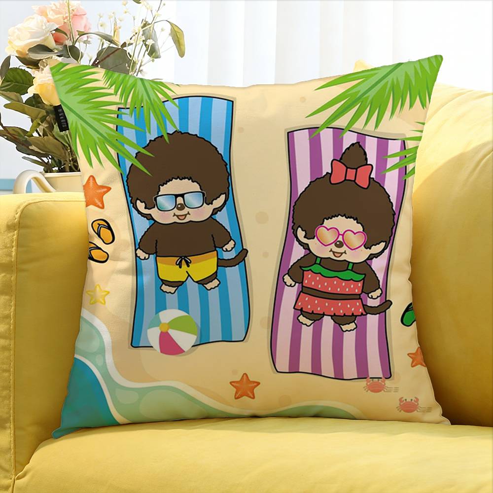 Cute M-Monchhichi Various Sizes Square Pillow Case For Car Home Bedchamber Decor