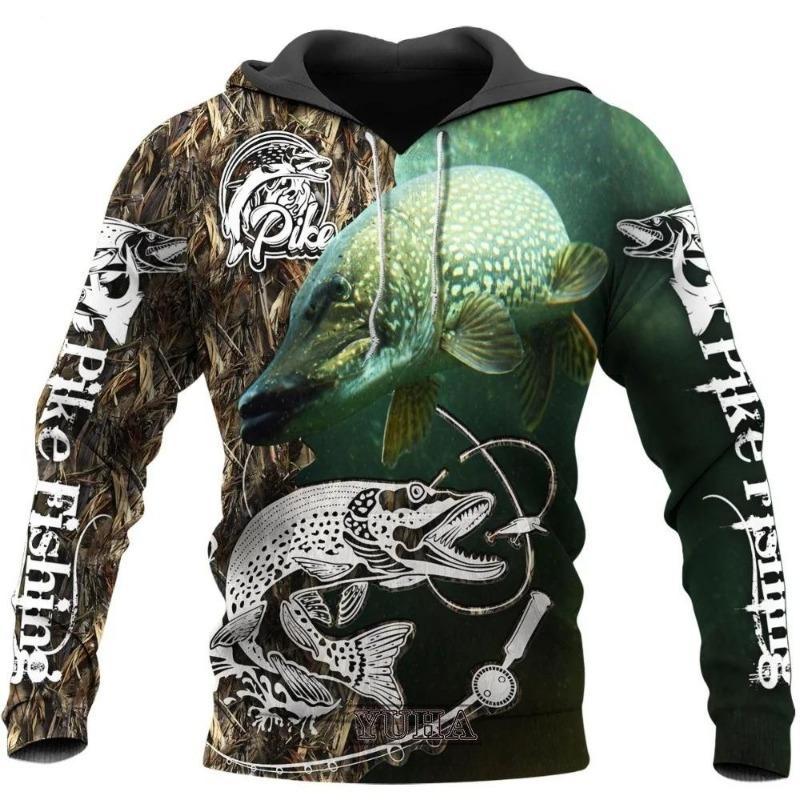 Spring Autumn Sweatshirts Fashion Fishing Men's Hoodie 3D Printing Casual Fashion Sportswear Top