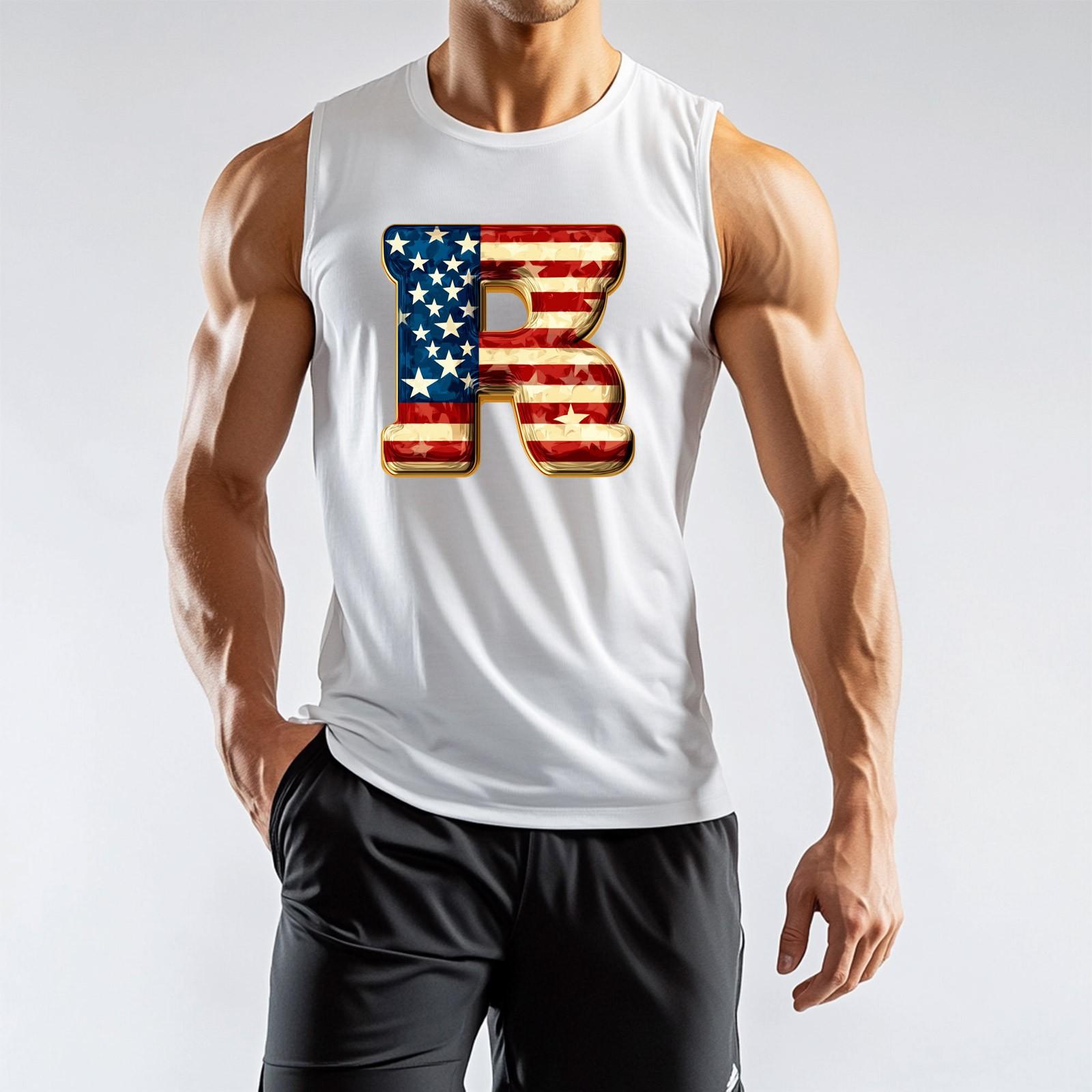 Мужская спортивная жилетка без рукавов с принтом ко Дню Независимости L