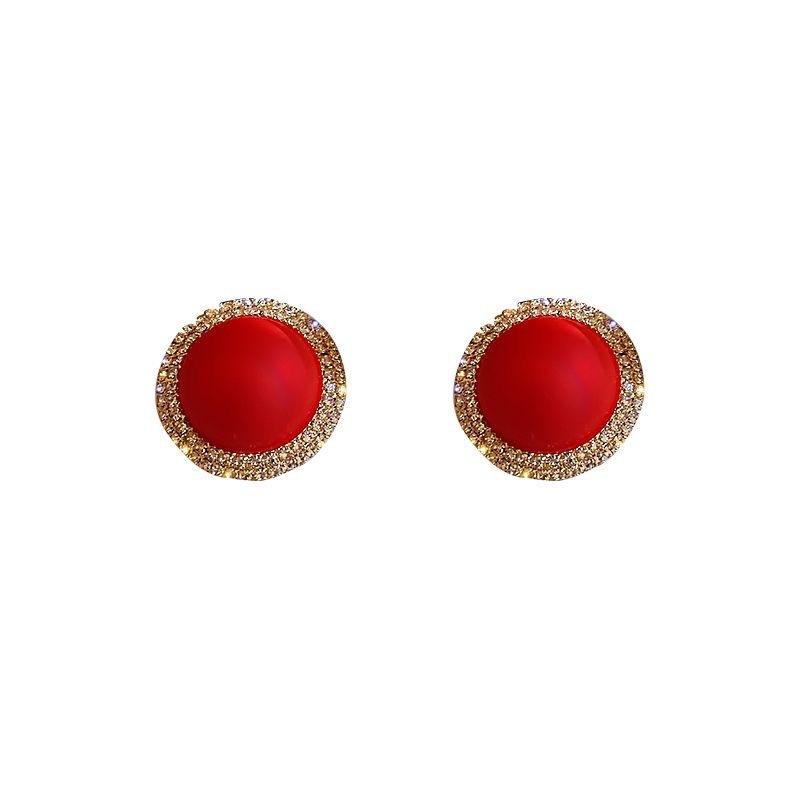 French Elegance, High-end Pearl Flash Diamond Stud Earrings, Personalized Design, Round Earrings, Temperament, Versatile Earrings.