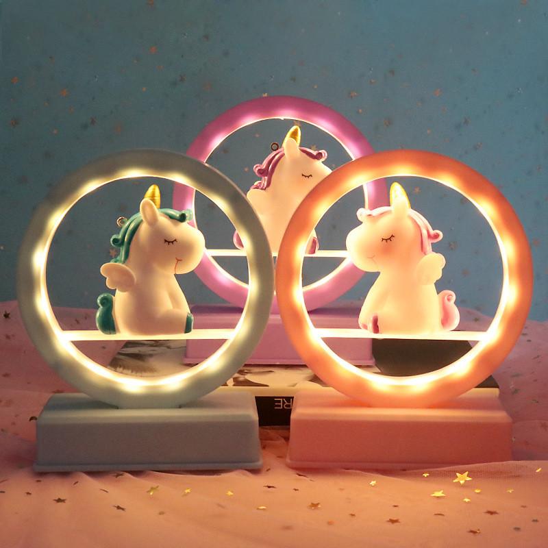 Cartoon Unicorn Cute Led Night Light Music Box Desktop Decor Ornament For Gift