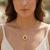 Natural Stone Necklace Stainless Steel 18K Gold Plated Geometric Tiger Eye Lapis Lazuli Pendant Women Vintage Jewelry