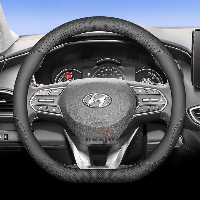 Leather Car Steering Wheel Cover for Hyundai I30 Tucson Ioniq N Grand I10 Elantra I30n I20 Ix35 Palisade Ix20 Kona Santa Fe