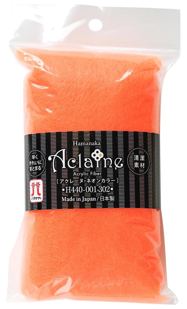 Hamanaka Aclaine Wool, Neon Color, Approx. 15g, Neon Orange, H440-001-302