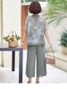 Summer 2025 Chiffon T-shirt & Blouse Set for Middle-Aged & Elderly Women - Fashionable Short-Sleeve Two-Piece