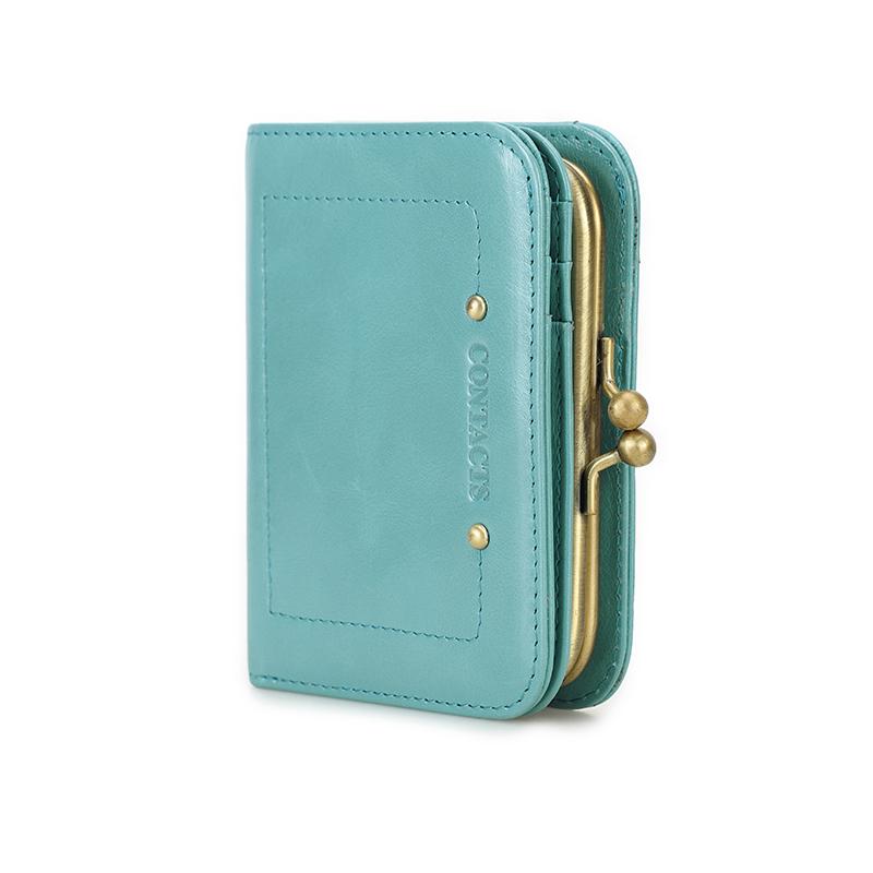 

Новый женский кошелек FRID из натуральной кожи, короткий кожаный кошелек с карманом для монет, женские летние тонкие карманные кошельки для женщин циан/небо