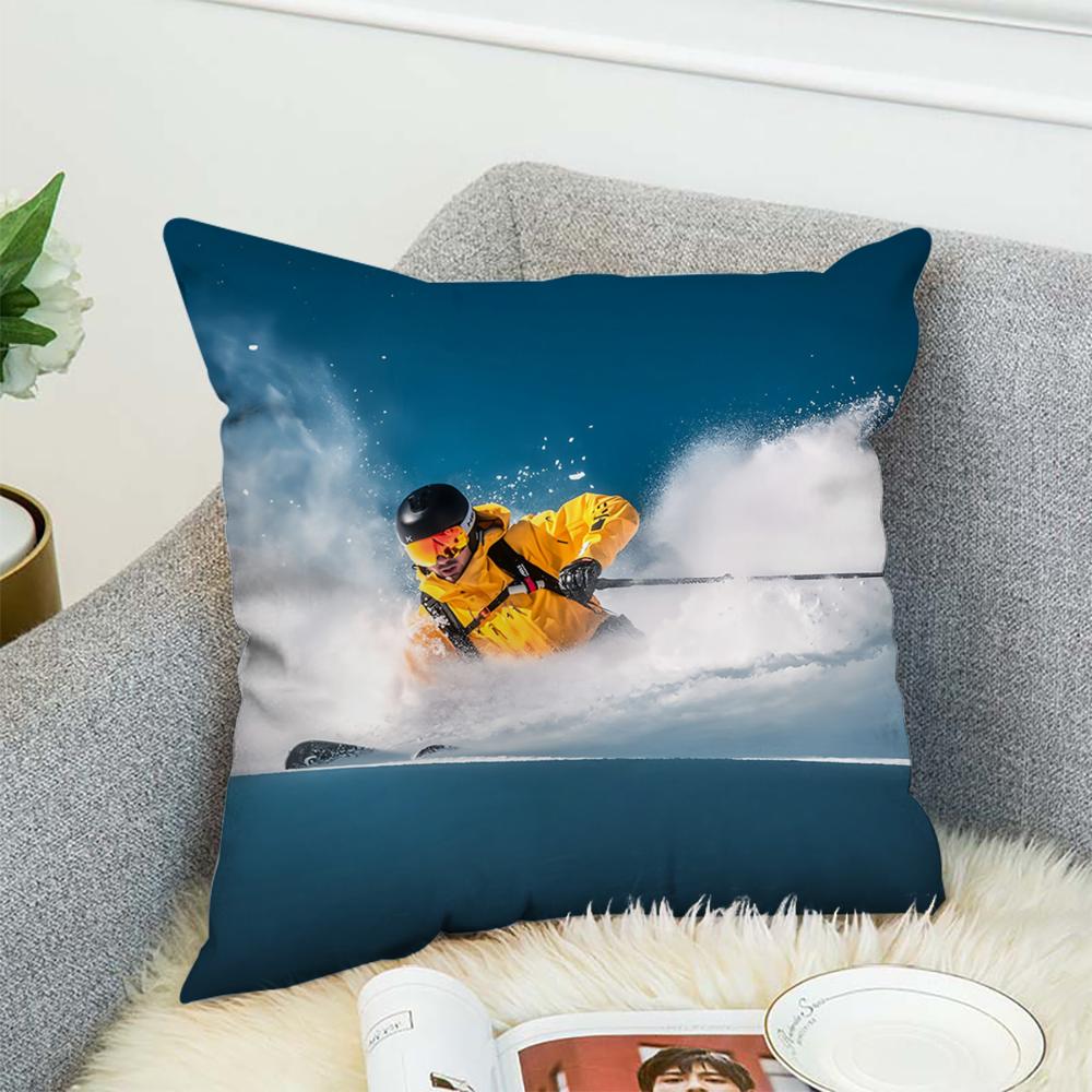 Natural Scenery Snow Outdoor Pillow Case For Car Sofa Decorative Home Double-sided Print Plush Square Throw Pillow Cushion Cover
