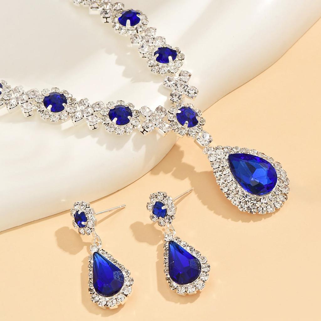 Water Drop Bridal Jewelry Set With Rhinestone Earrings And Necklace For Elegant Wedding Accessories