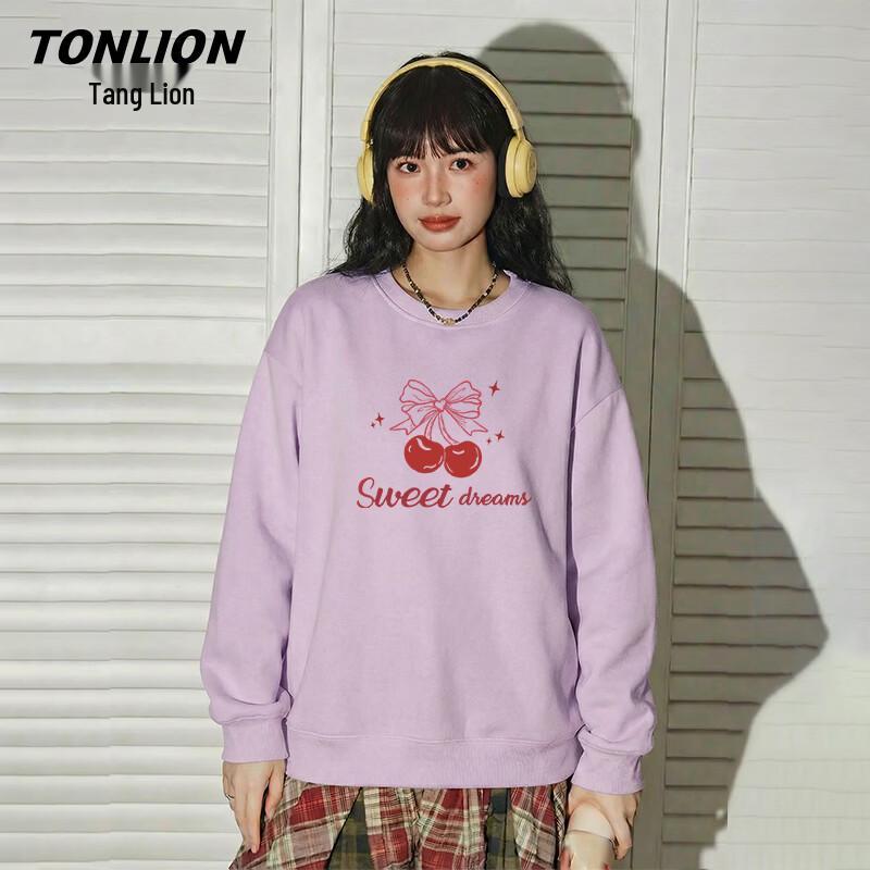 TonLion Damen Rundhals-Sweatshirt mit Schmetterlings- und Buchstaben-Print