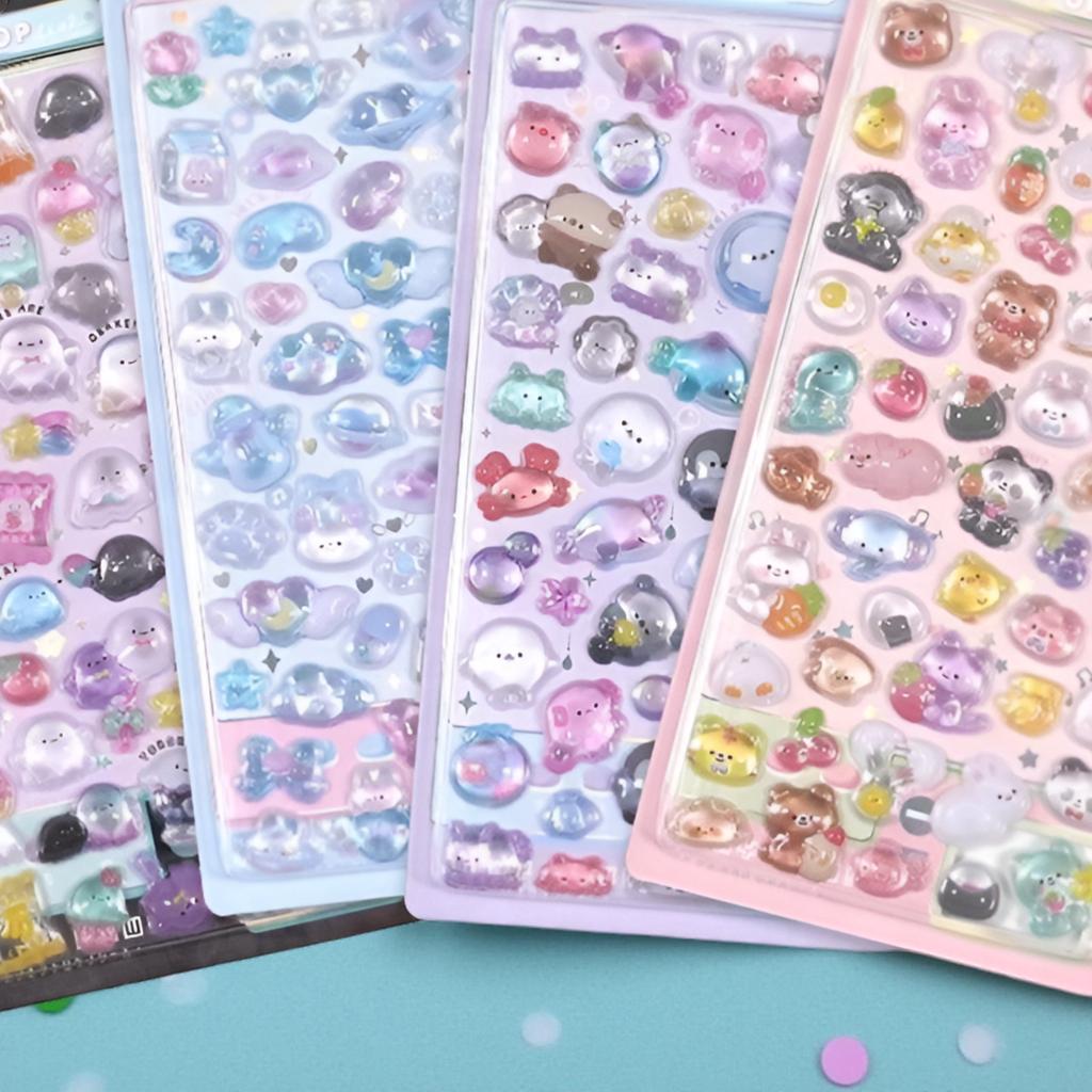 Cartoon 3D Rhinestone Stickers, Self-Adhesive Cute Animal Relief Stickers for Scrapbooking, DIY Crafts, Office & School Supplies