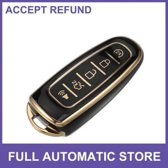

Key Fob Cover Compatible for Ford C-Max Escape 5 Buttons Gold Tone