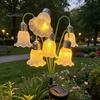 Solar Soil Insert Lamps Lily of the Valley Flower Lights Outdoor, Waterproof Garden Stake Lights, Yard Art Decoration Auto On/Off LED Floral