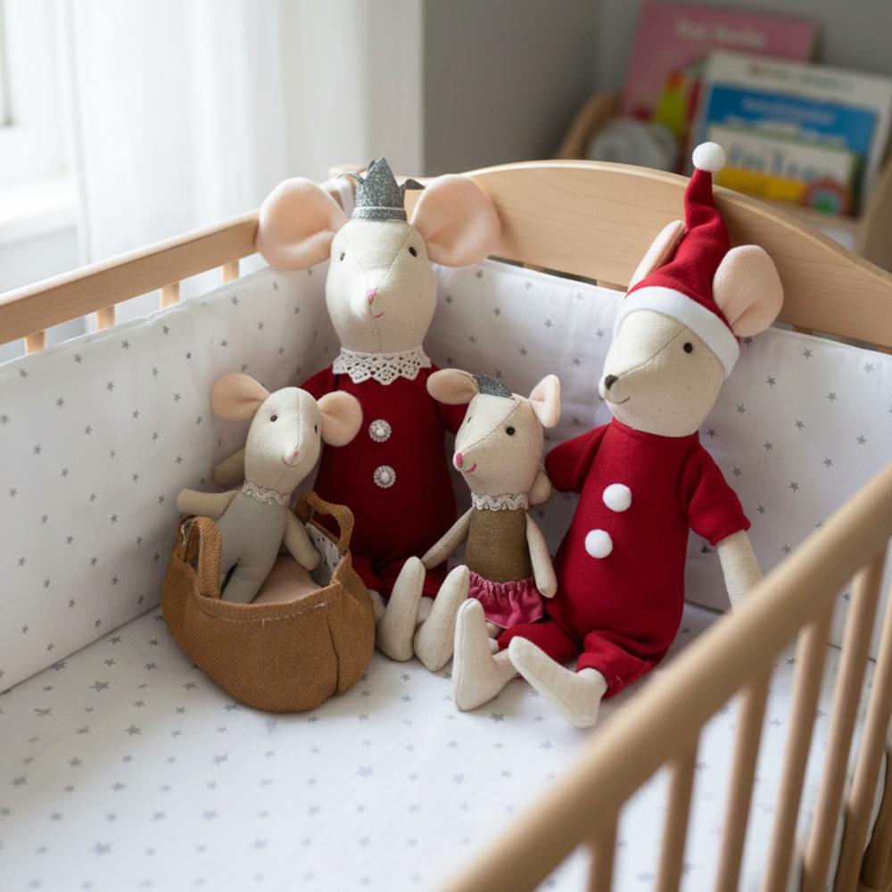 Süße Plüschtiere kleine Mäusepuppe 30cm Weihnachtspuppenhaus Stofftier Maus Plüschpuppe Weihnachtsgeschenk für Kinder