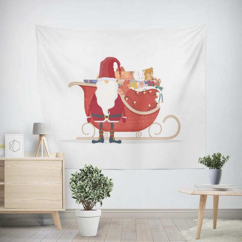 Weihnachten Neujahr Rentierschlitten Muster Wandteppich Wohnzimmer Sofa Auto Innenraum Dekowandteppich